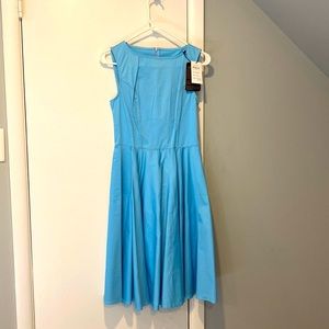 Anni Coco (US S/EU M) light blue & red midi dress 60’s style dress